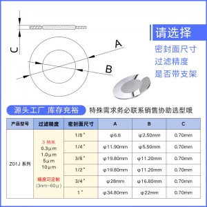 316L不銹鋼面密封濾片 丨墊片式燒結(jié)過濾片